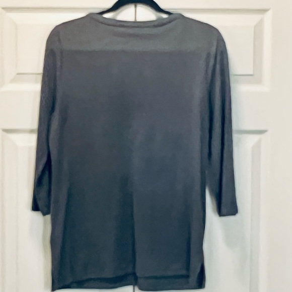 Karen Scott M 3/4 charcoal Blouse - Picture 2 of 2